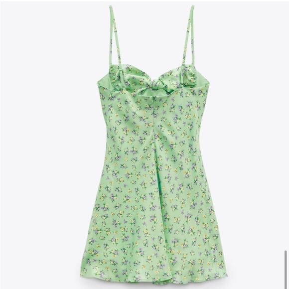 Zara Floral Green Slip Dress Size Small NWOT - Picture 8 of 9
